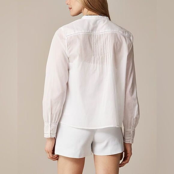 NWT J CREW Pintuck lace-trim top in cotton voile in white - Picture 4 of 9